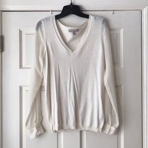 Off-White Sheer Sleeve Sweater (Banana Republic)